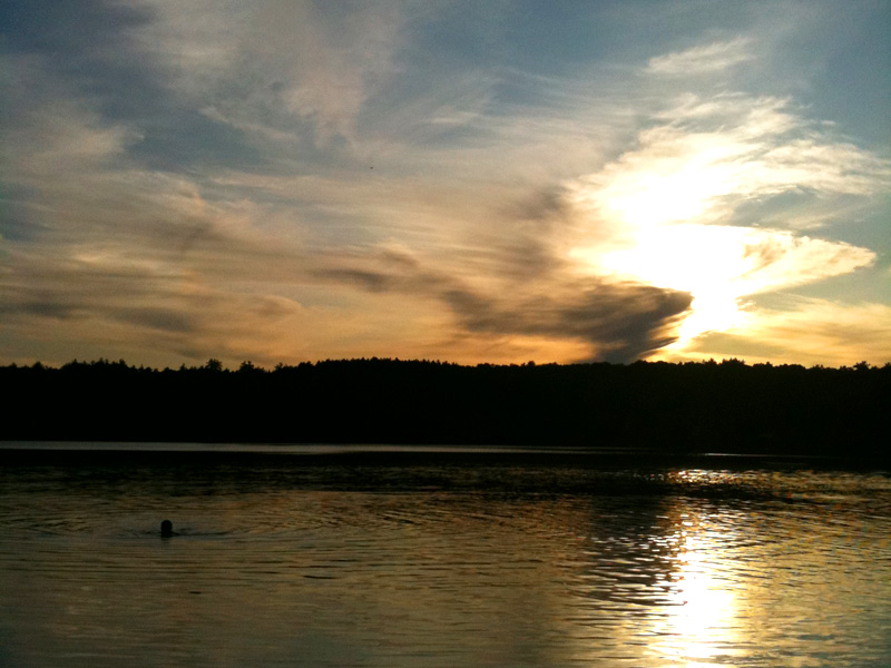 Sunset over White Pond in Boston