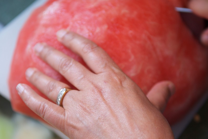 Peel and cut watermelon