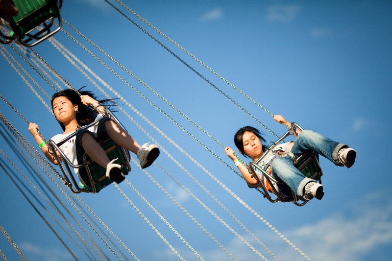 Girls on swing