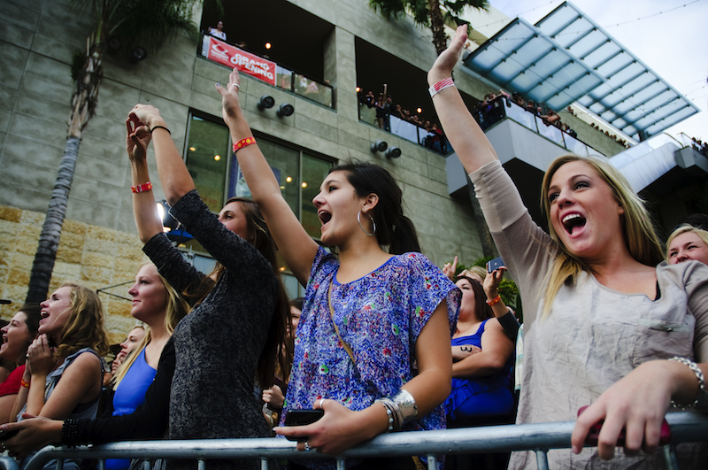 Screaming fans on the red carpet in Los Angeles