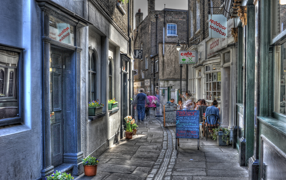 Shops and cafes in Greenwich Market, London