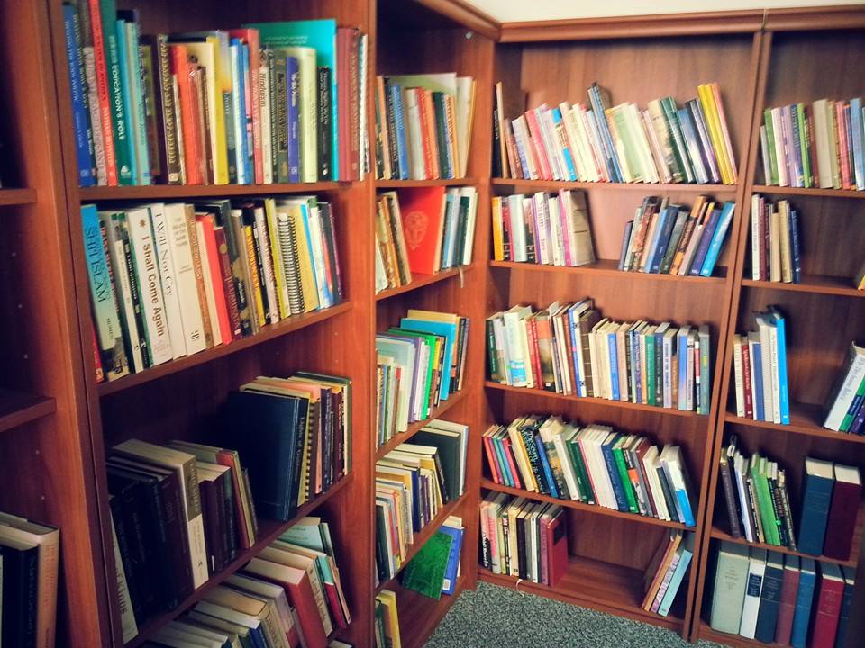 Baha'i books on a bookshelf