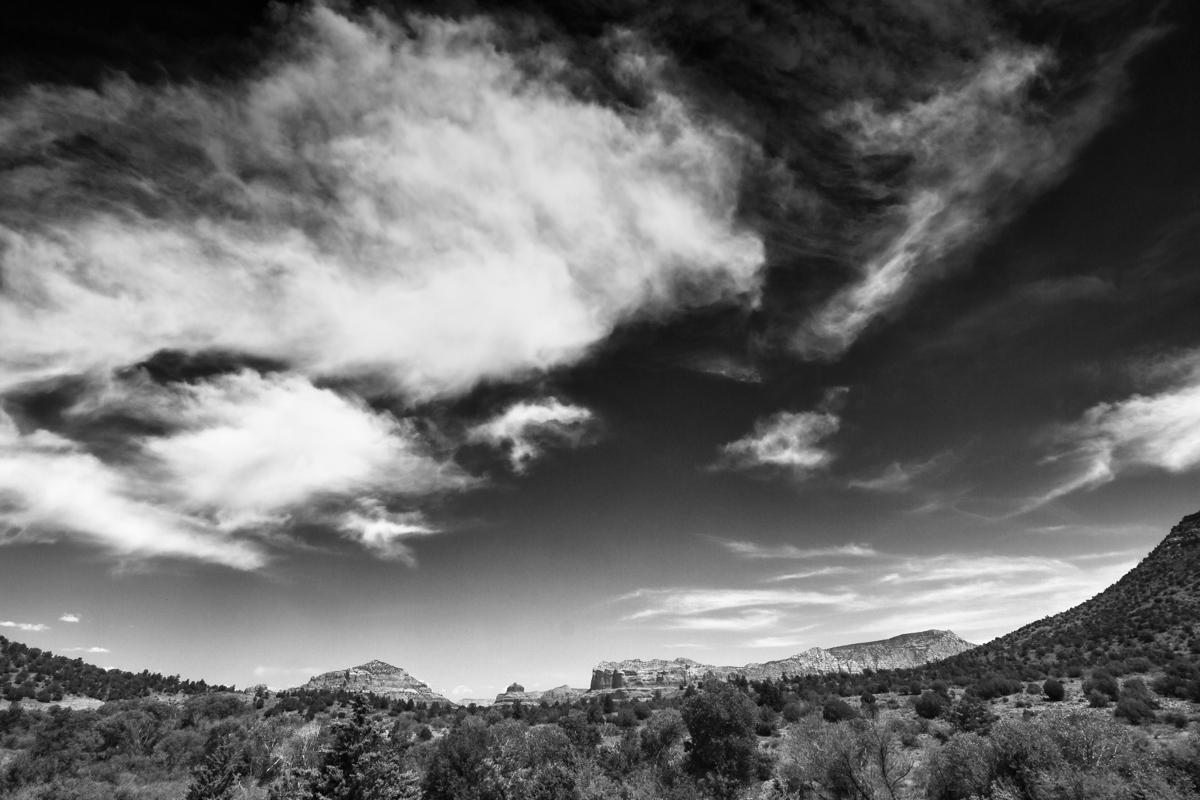 mountain range with sky bw