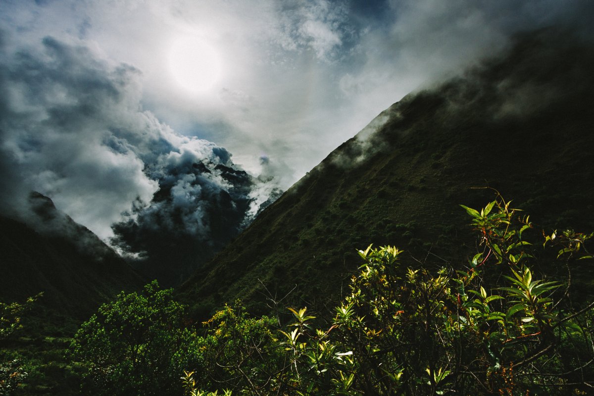 Peru mountains clouds trees hiking