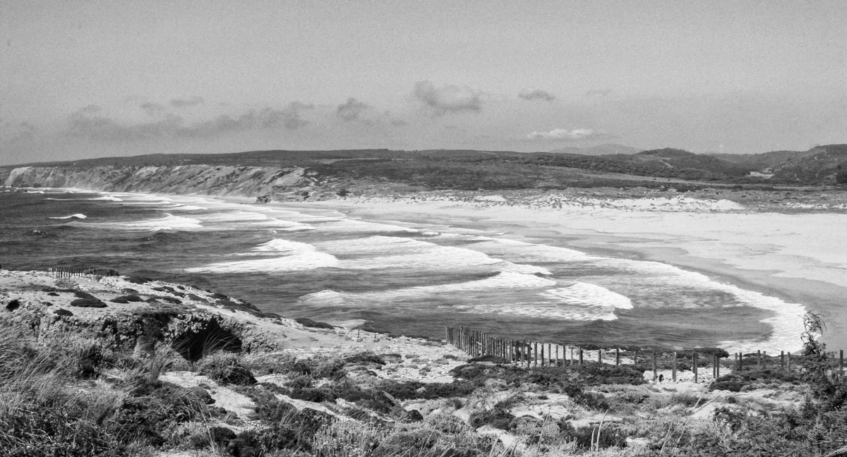 ocean coast portugal bw landscape